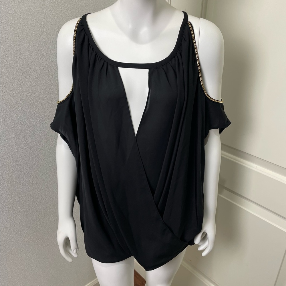 Black cold shoulder blouse